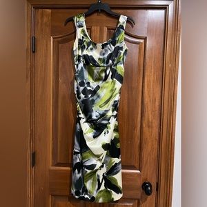 NWOT- Collection by dress barn, green floral print cocktail length dress.